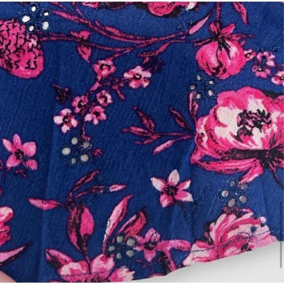 Torrid Blue & Pink Floral Peplum Eyelet Gauzy Tank Cami Sz 3X - Picture 10 of 15
